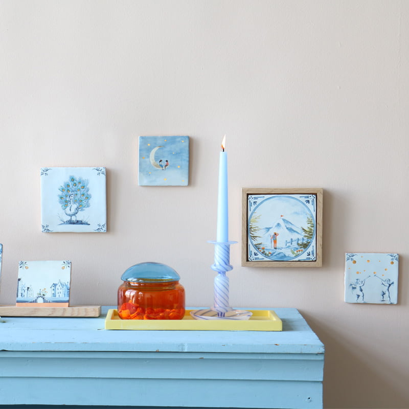 Geslaagd of jubileum cadeau tegeltje met maan en sterretjes, aan muur
