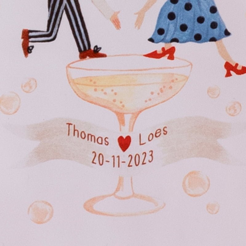 Gepersonaliseerd tegeltje met champagneglas