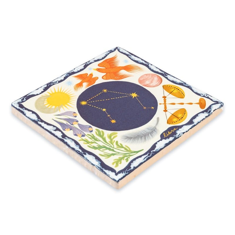 Geboortetegeltje sterrenbeeld Weegschaal met zodiak en natuurmotieven