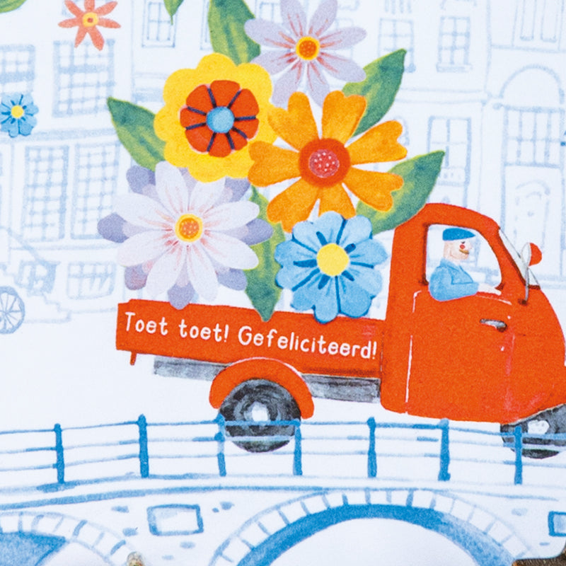 Gepersonaliseerd delfts blauw tegeltje met rode auto