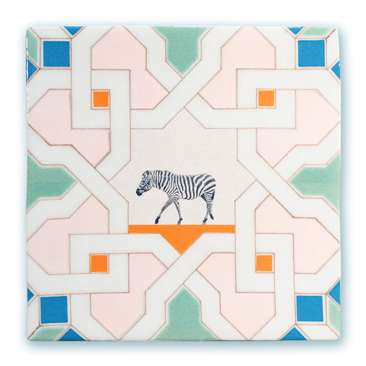 Tegeltje zebra geometrisch patroon met kleurrijke accenten