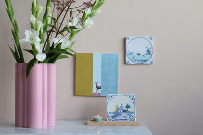 Tegeltje molenlandschap muurdecor blauw-wit boerderijtaferelen plateau