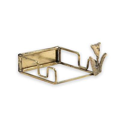 Gouden tegelhouder met bloemvormige decoratie, vierkant en open design