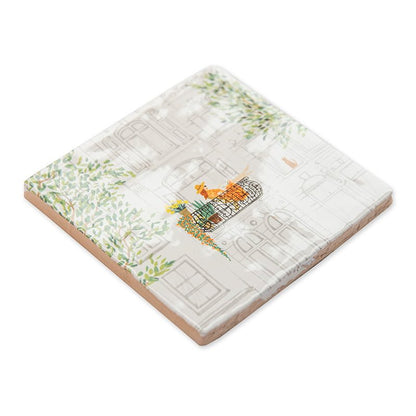Nieuw huis cadeau tegeltje met balkon en bloemen