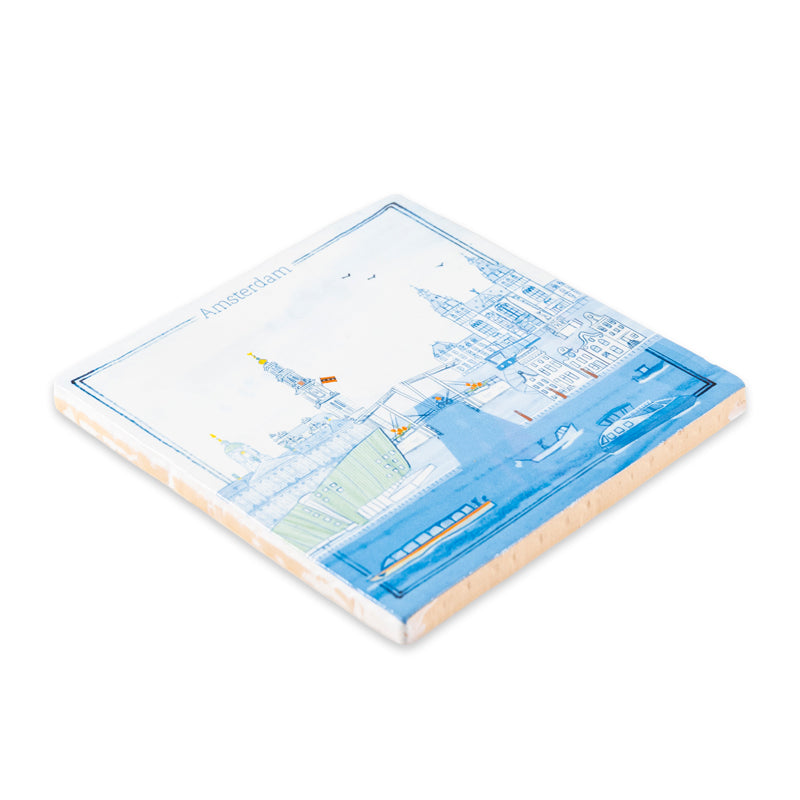StoryTiles handgebakken stadtegel van Amsterdam in Delfts blauw
