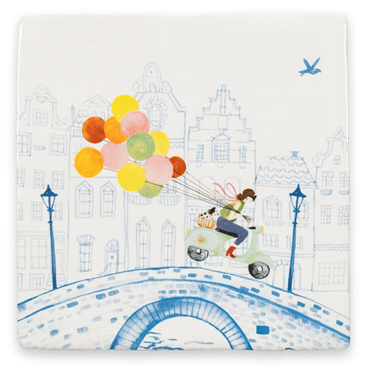 Delfts Blauw tegeltje Balloon service 
