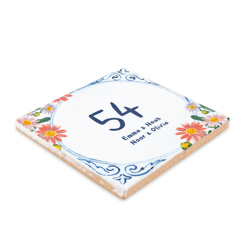 Delfts blauwe huisnummer Floral Delft Blue