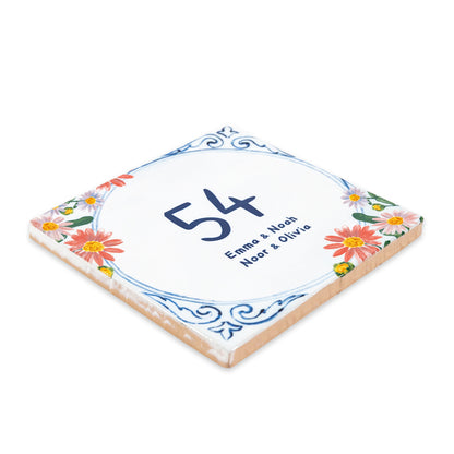 Delfts blauwe huisnummer Floral Delft Blue