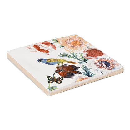 Tegeltje vogel en bloemen kleurrijk midden natuurlijk decor