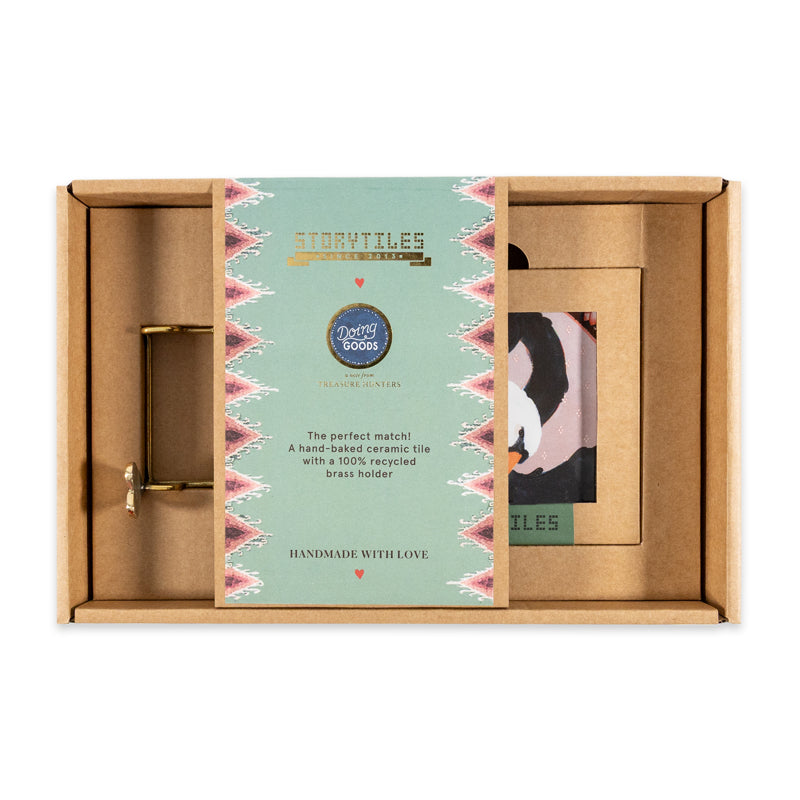 Gift set tegeltje zwanen en houder met hartje