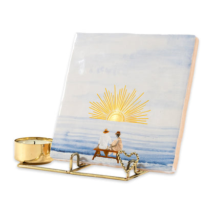 Golden Tile & Candle holder Heart