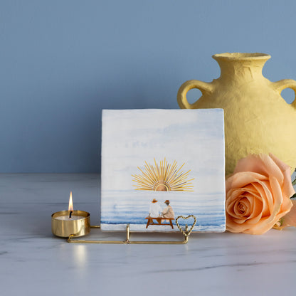 Golden Tile & Candle holder Heart met tegeltje