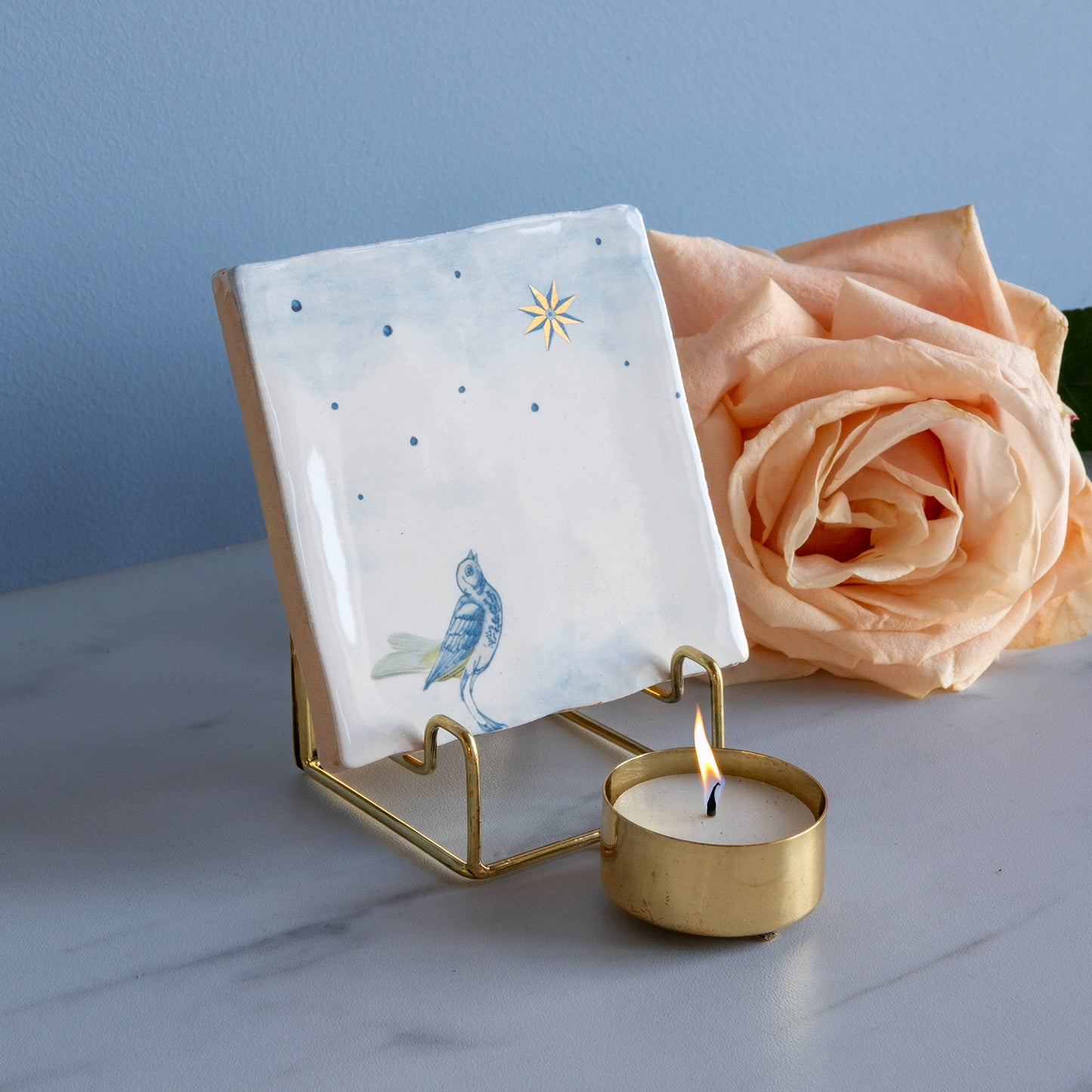 Gouden tegelhouder Golden Tile & Candle holder