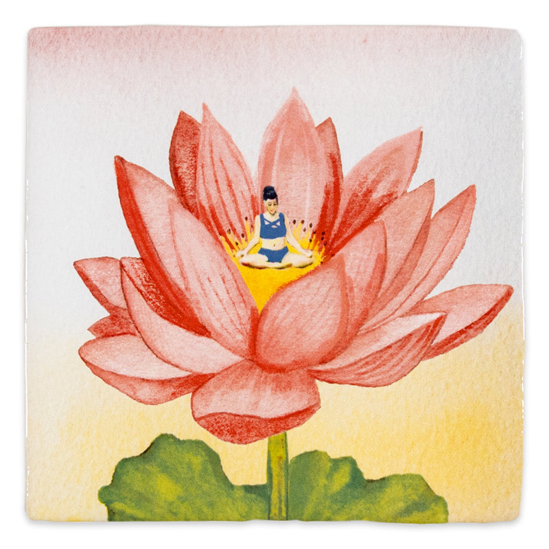 Tegeltje met lotusbloem en yoga