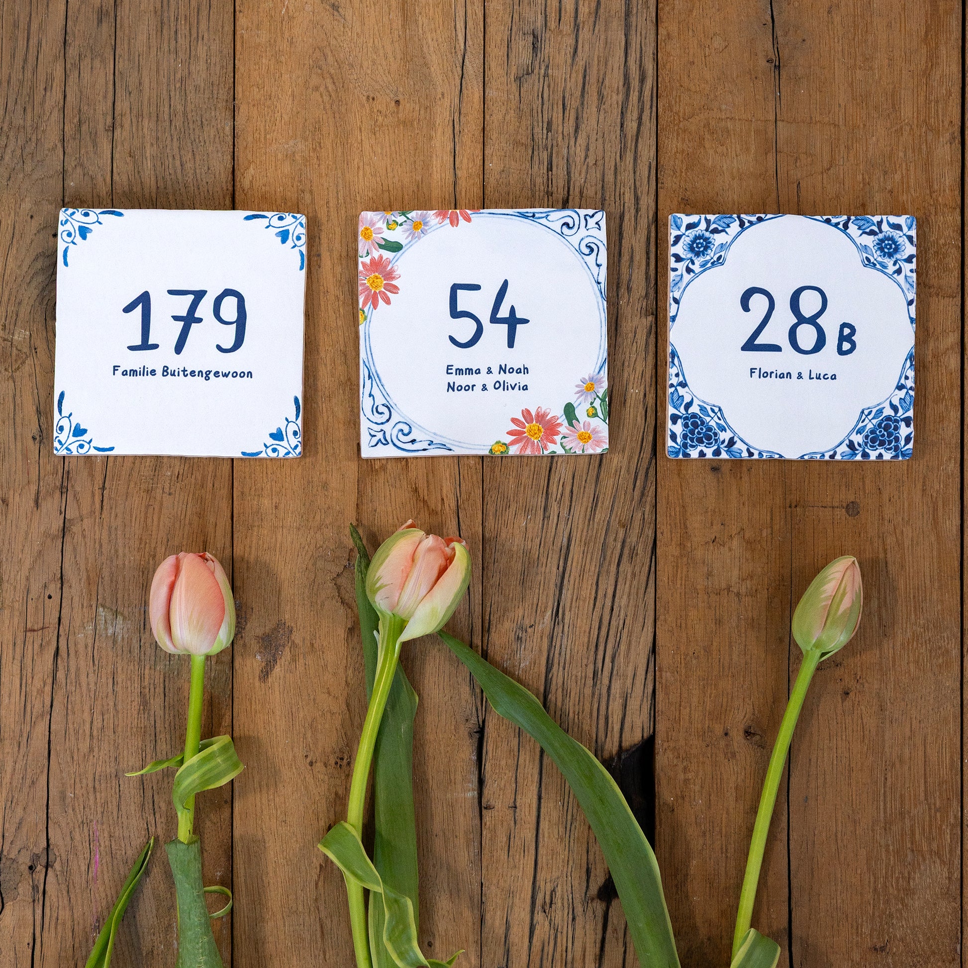 Storytiles collectie delfts blauwe huisnummertegeltjes