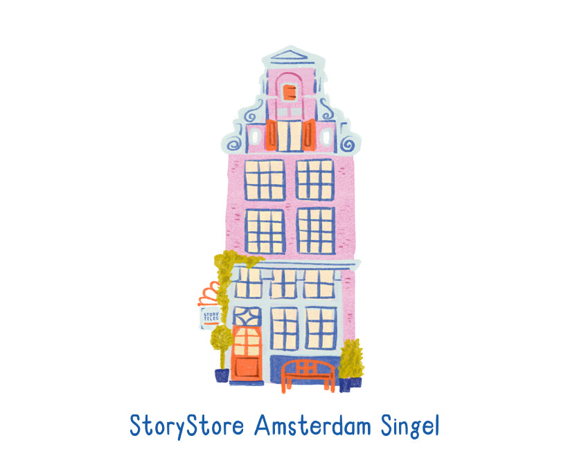 Storytiles winkel Amsterdam Singel tekening