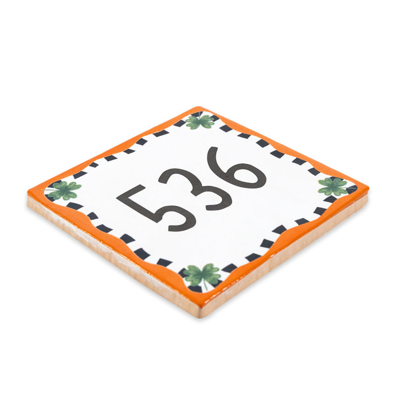 Huisnummertegeltje met klavertjes 4 van storytiles