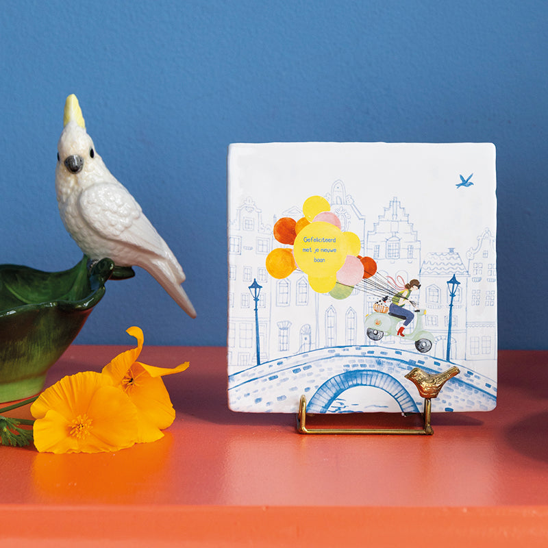 Tegeltje met tekst op standaard balloonservice