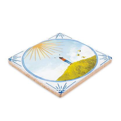 Face the sunshine Storytiles keramieken tegeltje liggend gefotografeerd