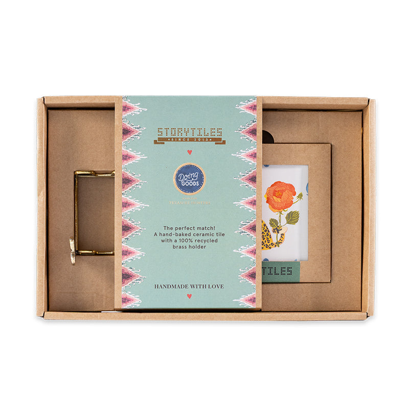 Just to let you know tegeltje in giftset met een gouden houder met rood hartje erbij