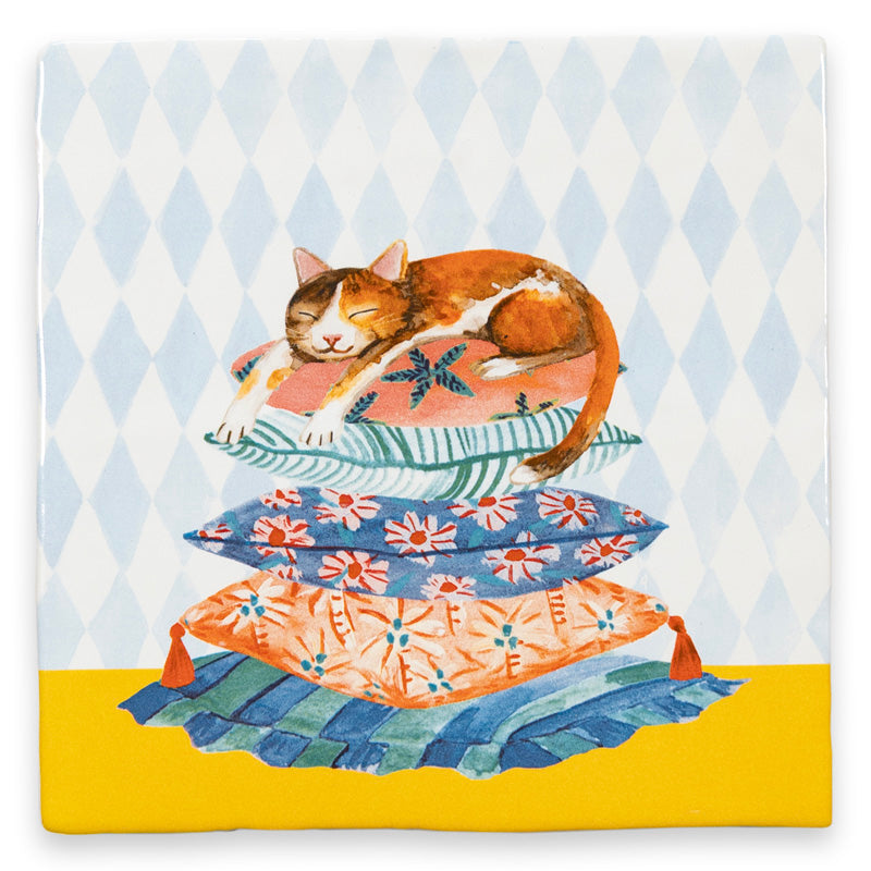 Sleepy cat tegeltje met slapende kat 