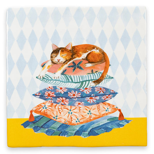 Sleepy cat tegeltje met slapende kat 