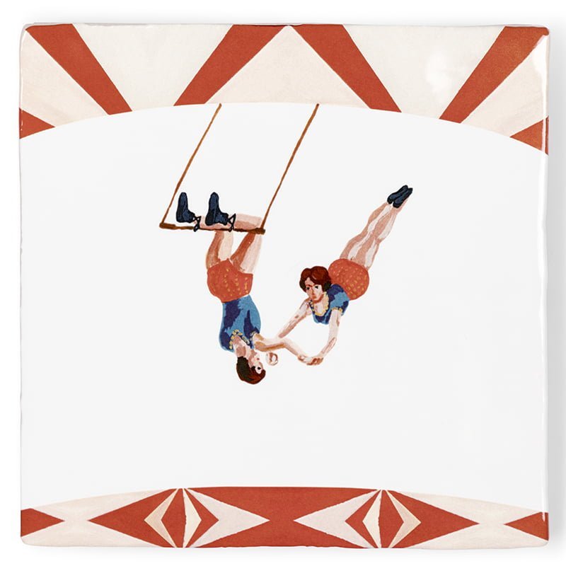 Tegeltje met trapeze-artiesten in circusmotief by Nathalie Lété