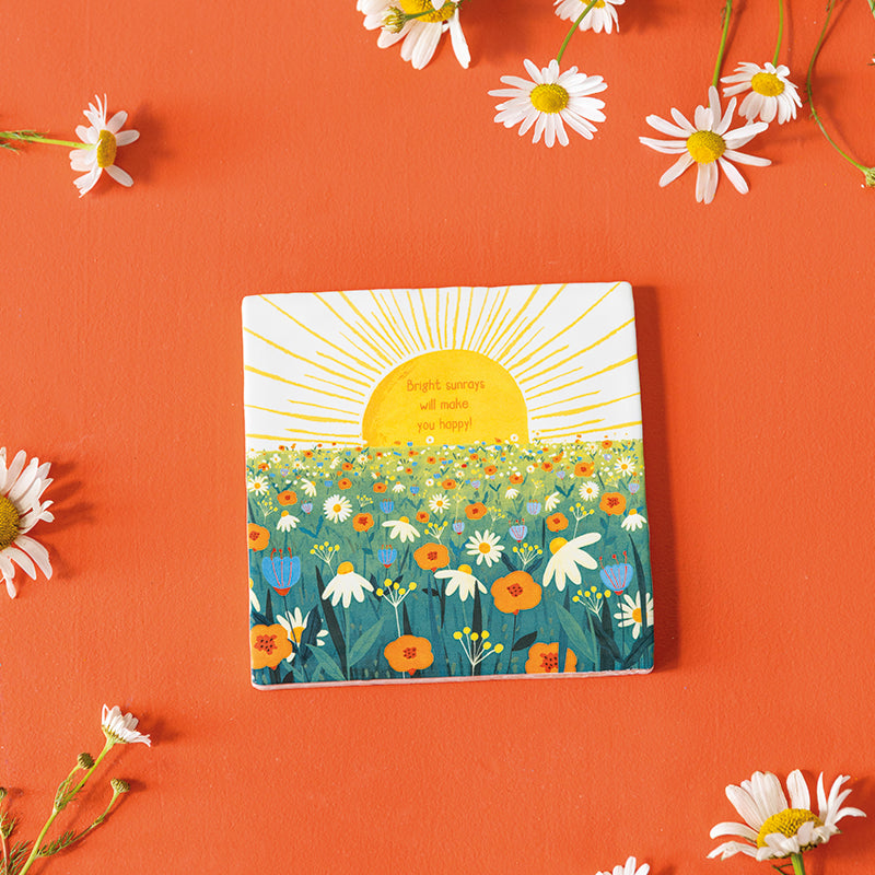 tegeltje met opkomende zon