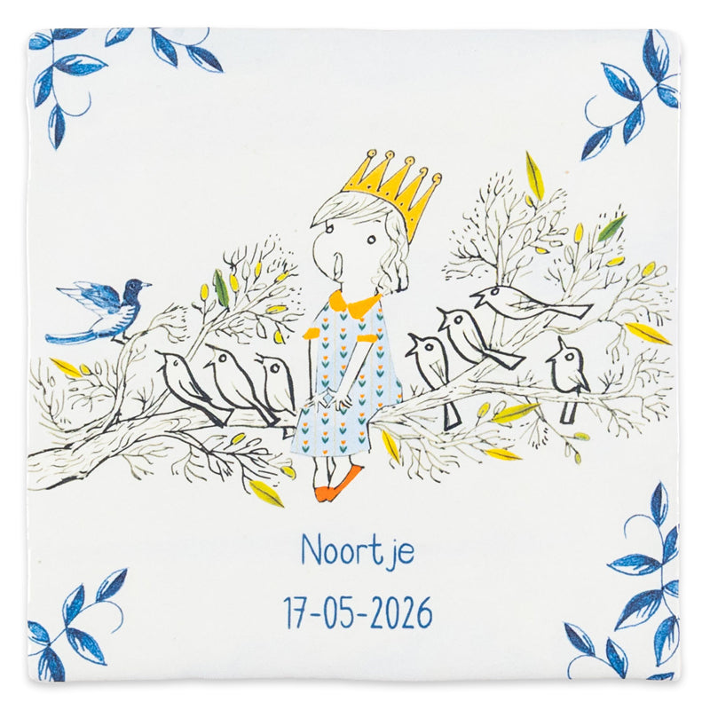 Fiep Westendorp geboortetegeltje Vogelkoortje gepersonaliseerd met naam en geboortedatum
