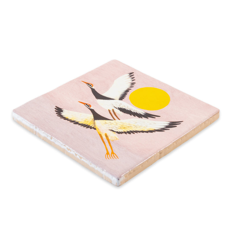If I had wings to fly StoryTile met grote vogels vliegend in een roze lucht