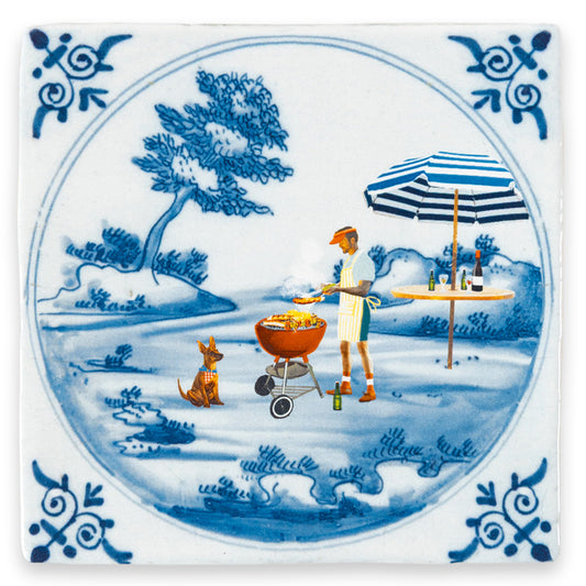 Delfts blauw BBQ tegeltje